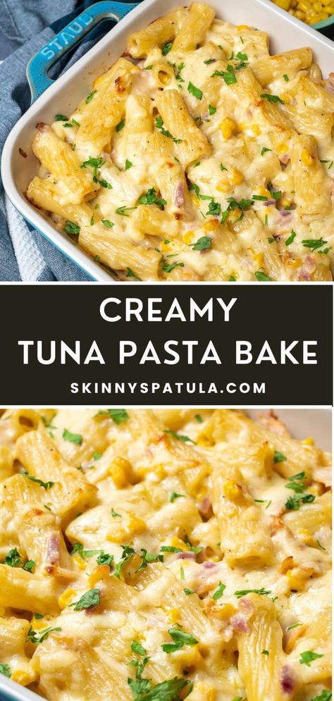 Creamy Tuna Pasta Bake Tuna Pasta Casserole, Creamy Tuna Pasta Bake, Easy Tuna Recipes, Tuna Dinners, Tuna Fish Recipes, Creamy Tuna Pasta, Canned Tuna Recipes, Tuna Pasta Bake, Tuna Casserole Recipes