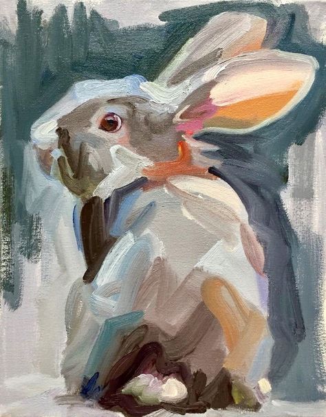 Abstract Bunny Painting, Bunny Acrylic Painting, Bunny Paintings, Painting On Canvas For Beginners, Bunny Painting, Canvas For Beginners, Rabbit Painting, Rabbit Art, Bunny Art