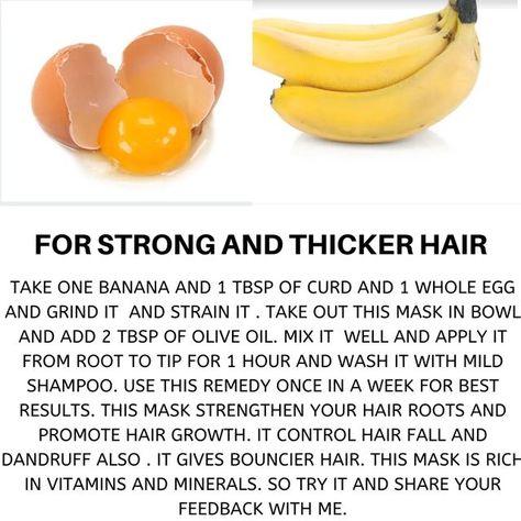 Kumkum Behera on Instagram: "For strong and thicker hair . . . . . . . #strongandthick #strongandthickerhair #thickhair #thickhairproblems #thickerhair #strongandthickhair #stronghair #stronghairs #eggmask #bananamask #bananahairmask #beautyandhairsecrets" Hair Growth At Home, Hair Growth Long, Coffee Shampoo, Hair Oil Benefits, Thick Hair Problems, Hair Mask At Home, Long Hair Fast, Rice Water For Hair Growth, Shampoo For Hair Growth