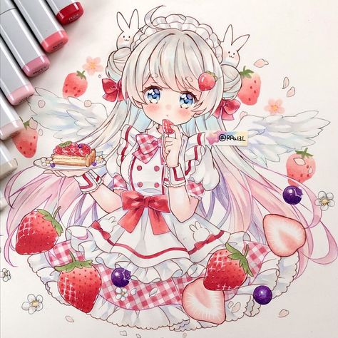 Copic Marker Art, Anime Elf, Copic Art, Anime Canvas Art, Copic Marker, Friend Anime, Anime Canvas, Anime Character Drawing