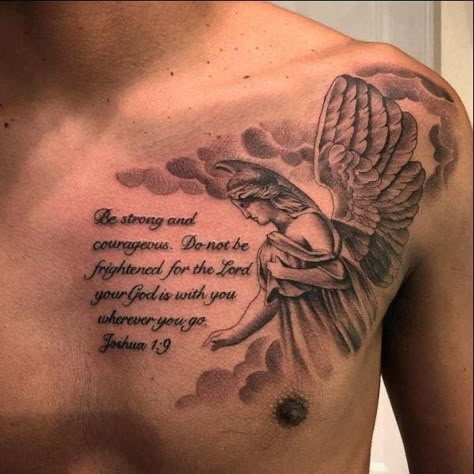 Proverb Tattoo Men, Chest Design Tattoo Men, Men Tattoo Quotes Ideas, Athletes Tattoos Men, Anime Chest Tattoo Men, Back Of The Arm Tattoo Men, Bible Quote Tattoos Men, Words Tattoo For Men, Good First Tattoos For Guys