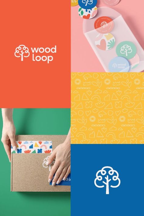 Experience the captivating journey of Wood Loop's brand identity design. Discover a harmonious blend of nature-inspired elements, a fun color palette, and minimalist design. Click to explore the full project on our website and gather branding inspiration. Preschool Logo, Fun Color Palette, Kids Branding Design, Logo Design Color Palette, Brand Identity Colors, Colorful Branding, Kids Logo Design, Brand Color Palette, Logo Design Free