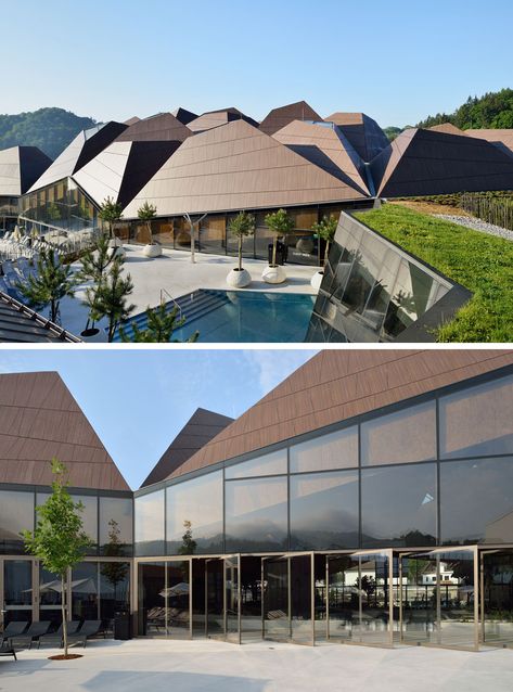 Wellness Center Design, Architecture Roof, Wellbeing Centre, Roofing Design, Roof Work, Modern Roofing, Thermal Spa, Family Wellness, Wellness Massage