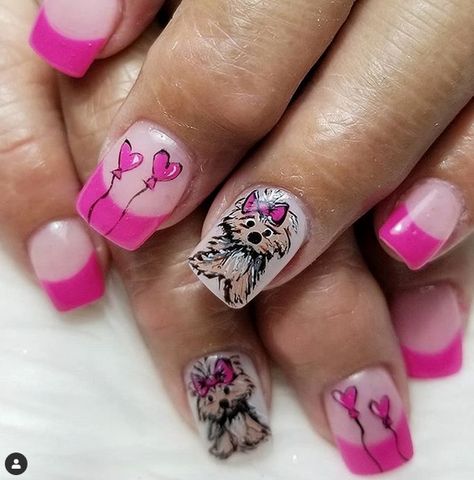 14 Nail Arts For Yorkshire Terriers 2019 Yorkie Nail Art, Dog Nail Art, Manicure Pictures, Pink French Manicure, Trendy Manicure, Yorkshire Terriers, Dog Nails, Good Ideas, Dipped Nails