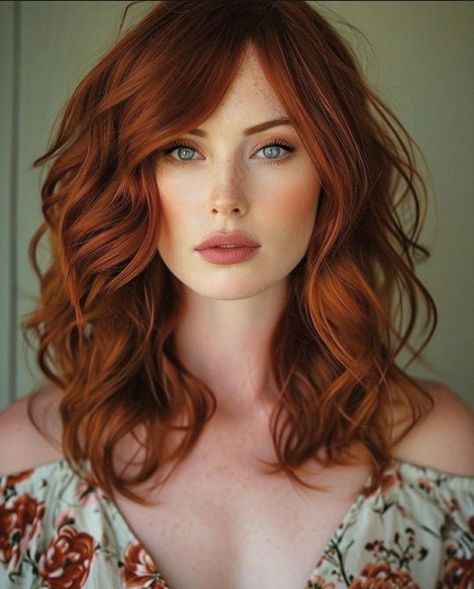 Auburn Hair Makeup, Makeup Looks For Red Hair, Copper Hair Curly, Copper Hair Brown Eyes, Shoulder Length Copper Hair, Cooper Red Hair, Colors Braids, Red Copper Hair, Roux Auburn