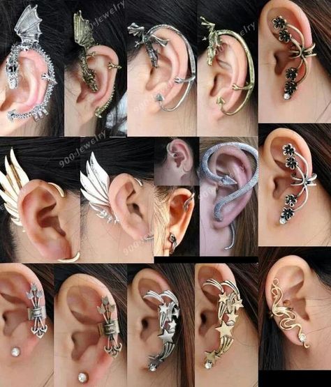 Ear jewels Dragon Wing, Metal Dragon, Gothic Rock, Rock Punk, Ear Cuffs, Tattoos And Piercings, Ear Piercings, Different Types, Ear Cuff