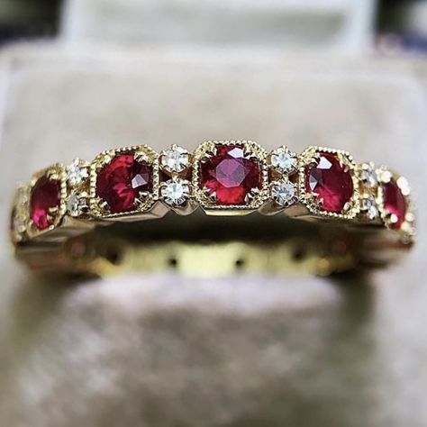 "18k Gold Plated Cz Crystal Red Stone Ring For Women, Ha4634-6 Size : 6 Jewelry Main Material: Brass Main Stone: Cubic Zirconia Occasion: Anniversary, Engagement , Gift, Party, Wedding Gender: Women's Available Size : 6, 7, 8, 9, 10" Luxury Wedding Rings, Red Stone Ring, Vintage Style Rings, Gold Plated Rings, Size 10 Rings, Red Stone, Sterling Silver Bands, Crystal Rings, Ring For Women