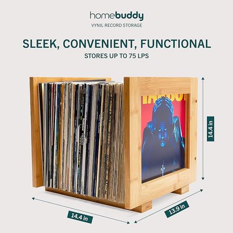 Amazon.com: HomeBuddy Vinyl Record Storage - Vinyl Record Holder for Albums, Record Crates for Vinyl 75 LPs Crates Wood, Wooden Crate Vinyl Record Storage Box (Set of 1, Natural Wood) : Office Products Natural Wood Office, Vinyl Record Storage Box, Record Storage Box, Record Crate, Vinyl Record Holder, Wood Office, Vinyl Record Storage, Record Holder, Record Storage