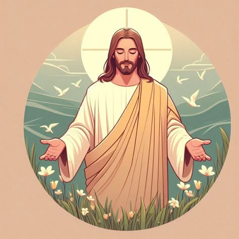 Spiritual Illustration, Jesus Christ Illustration, Christian Illustration, Jesus Artwork, Pictures Of Christ, Jesus Christ Artwork, Jesus Praying, Jesus And Mary Pictures, Jesus Photo