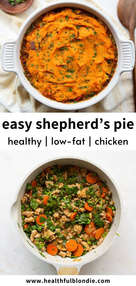 Chicken Shepherd's Pie, Potato Shepherd's Pie, Sweet Potato Chicken, Mashed Sweet Potato, Sweet Potato Toppings, Shepherd's Pie Recipe, Potato Toppings, Shepherds Pie Recipe, Stuffed Sweet Potato Healthy