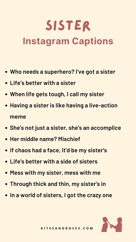 Proud Of My Sister Quotes, Sister Quotes Short Cute, Love Words For Sister, Sister Cute Quotes, Sister Quotes For Instagram Captions, Lil Sister Captions For Instagram, Sisters Ig Caption, Insta Captions For Sister Pics, Sister Love Captions