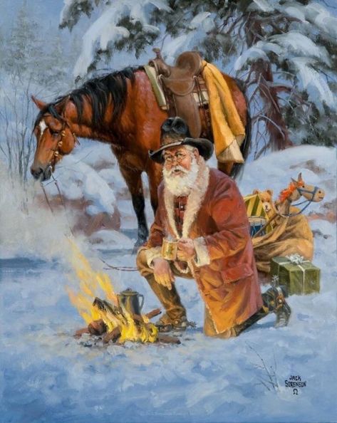 Jack Sorenson, Cowboy Artwork, Western Artwork, Christmas Horses, Prim Christmas, Horse Horse, West Art, Cowboy Christmas, Cowboy Art