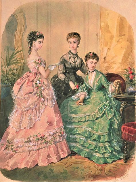 Fashion Plate - La Mode Illustree - 1869 Steampunk Festival, 1870s Fashion, Victorian Era Fashion, Ancient Dress, 1860 Fashion, 1800s Fashion, 18th Century Fashion, 19th Century Fashion, Fashion Cover