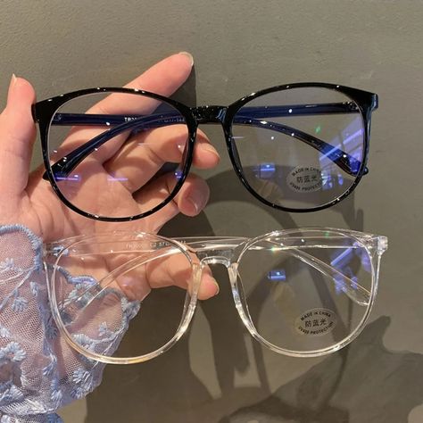 Blue Light Glasses In Different Colors All Same Size Size Fits Most Transparent Glasses Aesthetic, Blue Light Glasses Aesthetic, Cute Fake Glasses, Cute Glasses Aesthetic, Wide Frame Glasses, Glasses Black Women, Cute Glasses For Women, Blue Glasses Frames, Aesthetic Glasses Frames