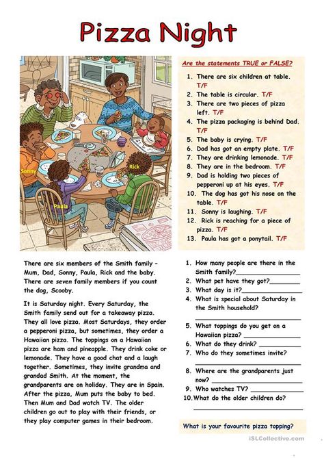 Speaking Activities English, True Or False Questions, Esl Reading, Reading Comprehension Lessons, English Teaching Materials, English Exercises, True Or False, English Worksheets For Kids, Kids English