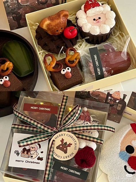 Christmas Bakery Box Ideas, Hamper Ideas For Christmas, Bakery Christmas Packaging, Christmas Dessert Gift Box Ideas, New Year Bakery Ideas, Hampers Ideas Christmas, Hampers Christmas Ideas, Christmas Dessert Gift Boxes, Christmas Cake Hampers