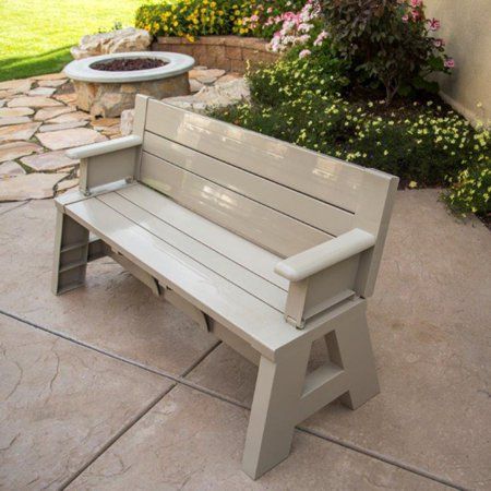 Convert-A-Bench Outdoor Bench and Picnic Table Image 1 of 10 Folding Picnic Table Bench, Picnic Table Bench, Folding Picnic Table, Picnic Bench, Garden Bench, Outdoor Bench, Garden Patio Furniture, Bench Table, Patio Table