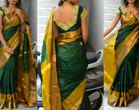 Readymade Saree / Silk Saree with Stitched Blouse Green | Etsy Holud Saree, Kalamkari Blouses, Rajasthani Lehenga, Uppada Pattu Sarees, Saree Women, Blouse Indian, Saree Silk, Jamdani Saree, Indian Blouse