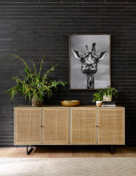 Lulu & Georgia Hannah Sideboard, Natural Cane Sideboard, Giraffe Wall Art, Cane Furniture, Black Sideboard, Entertainment Console, Iron Hardware, Textures And Tones, Wood Sideboard, Four Hands