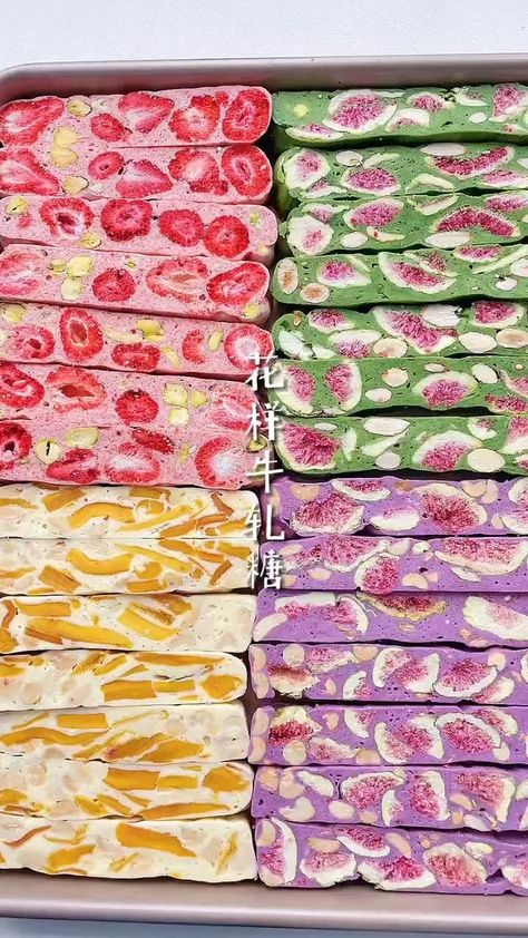 Nougat Candy, Resepi Biskut, Strawberry Flavor, Candy Recipes Homemade, Sweet Dishes Recipes, Asian Desserts, Sweet Snacks Recipes, Healthy Sweets Recipes, Delicious Snacks Recipes