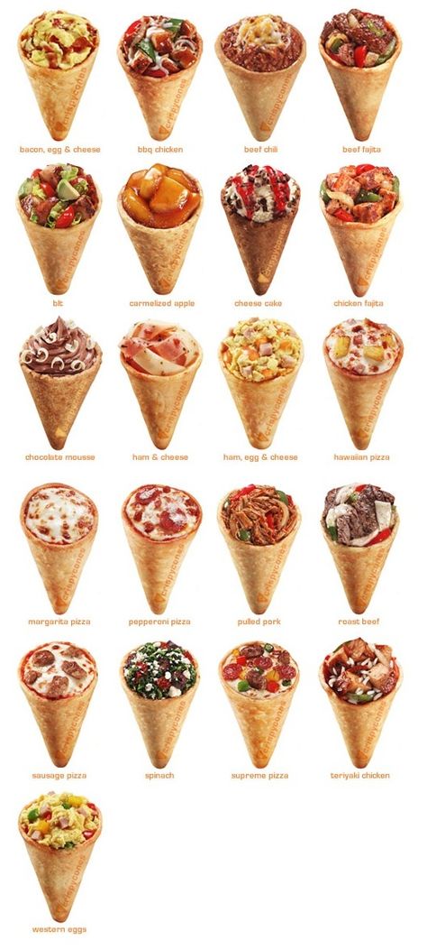 Pizza Cone Recipe, Bread Cones, Waffle Cone Recipe, Pizza Sandwich Recipe, Types Of Tacos, Pizza Cones, Food Vans, Food Truck Menu, Unique Pizza