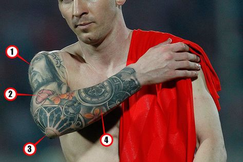 Lionel Messi tattoo: What the Barcelona star's ink-work really means Lionel Messi Tattoo, Messi Legs, Messi Tattoo, Half Sleeve Tattoos Sketches, Mangas Tattoo, Football Tattoo, Barcelona Tattoo, All Black Tattoos, Elbow Tattoos