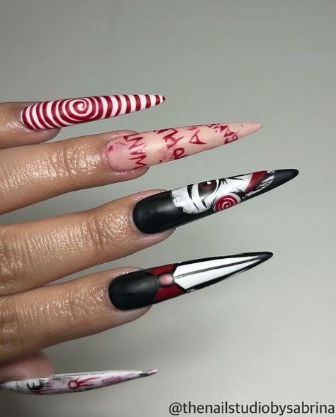 Want to play a game? 🪚🩸 . . . #thenailstudiobysabrina #halloween #halloween🎃 #halloweennails #spooktober #saw #sawnails #jigsaw #nailtech #nailinspiration #halloweennailart #halloweennailinspo #explore #explorepage #explorepage✨ Play A Game, Halloween Nail Art, Halloween Halloween, Nail Tech, Halloween Nails, Nails Inspiration, Nail Inspo, To Play, Nails