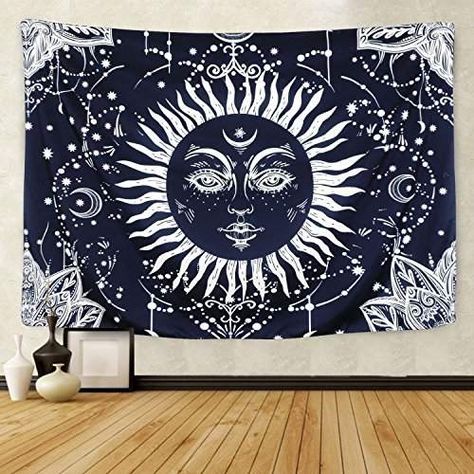 Celestial Tapestry, Sun And Moon Tapestry, Sun Wall Decor, Apartment Walls, The Sun And Moon, Room Tapestry, Moon Tapestry, Tapestry Bedroom, Mandala Tapestry