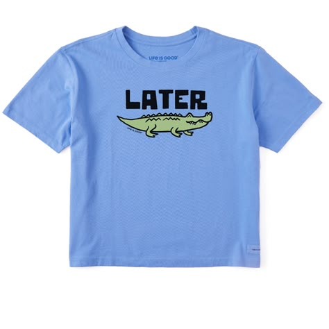 Women's Later Gator  Boxy Crusher Tee Later Gator, Ladies Tee Shirts, Knitting For Kids, Help Kids, Best Wear, Knit Tees, Laid Back Style, Cornflower Blue, Knitting Women