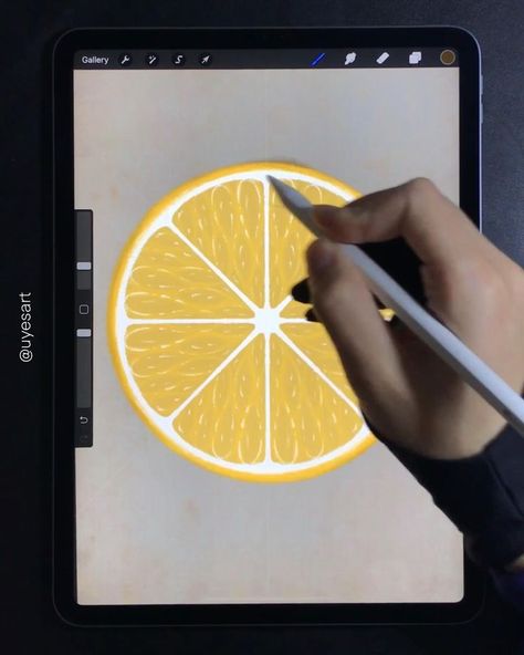 Draw In Ipad, Pro Create Ideas, Things To Draw Digitally, Draw Lemon, Draw A Lemon, Procreate Tricks, Art Tutorial Digital, Ipad Drawing App, Procreate Hacks