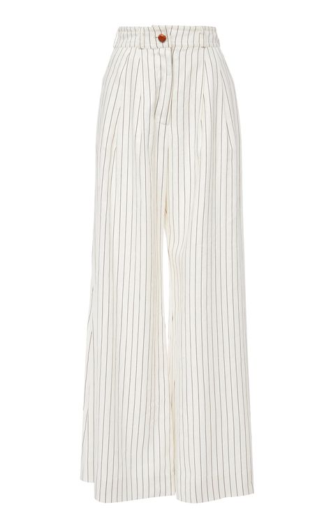 Corsage Tailored Stripe Pants by ZIMMERMANN Now Available on Moda Operandi Striped Linen Pants, Harry Styles Outfit, Stripe Pants, Masculine Style, Retro Stripes, Feminine Outfit, Kpop Fashion Outfits, Work Wardrobe, Striped Linen