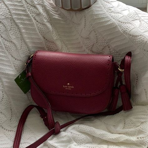 Description: Kate Spade Adelaide James Street Crossbody Wkru4581 New With Tags Details: Pebbled Leather Color: Merlot Adjustable Shoulder Or Crossbody Strap With 21”-23” Drop Flap Magnetic Closure Interior: One Slip Pocket One Zip Pocket. Approximate Size: 9”(L) X 6-1/4”(H) X 3-1/4”(D) Late Spade Bags, Small Shoulder Purse, Kate Spade Purse Aesthetic, Crossbody Purse Outfit, Dark Red Purse, Dark Red Bag, Purse Aesthetic, Burgundy Purse, Burgundy Bag