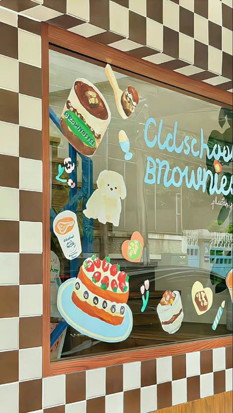 Cafe Aesthetic, Shop Front Design, Shop Front, Ice Cream Shop, Bear Wallpaper, Cute Patterns Wallpaper, Minimalist Wallpaper, Store Front, Pastel Wallpaper