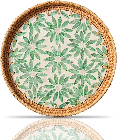 ☀️Eco Friendly: The serving trays are made of natural rattan, wood, and mother of pearl. Our organic materials are the finest, they are eco-friendly, non-toxic, and sturdy.
☀️Ideal for Home Decor: These serving trays are handmade by skillful Vietnamese craftsmen. It has a unique, exquisite, and delicate pattern perfect for home decoration, coffee table trays...
☀️Multiple Uses: The trays can be used to serve food, breakfast, bread, snacks, drink, tea, and coffee. Coffee Table Trays, Serving Basket, Decoration Storage, Rattan Tray, Round Serving Tray, Wicker Tray, Pearl Decorations, Coffee Table Decor, Mother Of Pearl Inlay