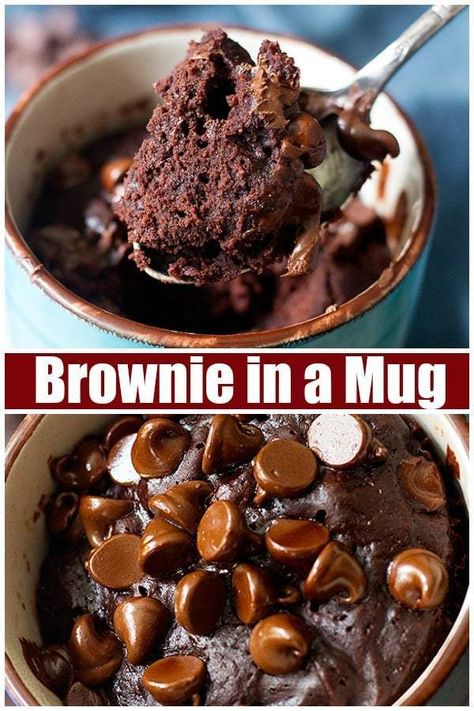 Chocolate Brownie In A Mug, Mug Brownie Recipes, Brownie Cakes, Chocolate Spiders, Mug Brownie, Brownie Trifle, Brownie In A Mug, Scoop Of Ice Cream, Dessert Simple