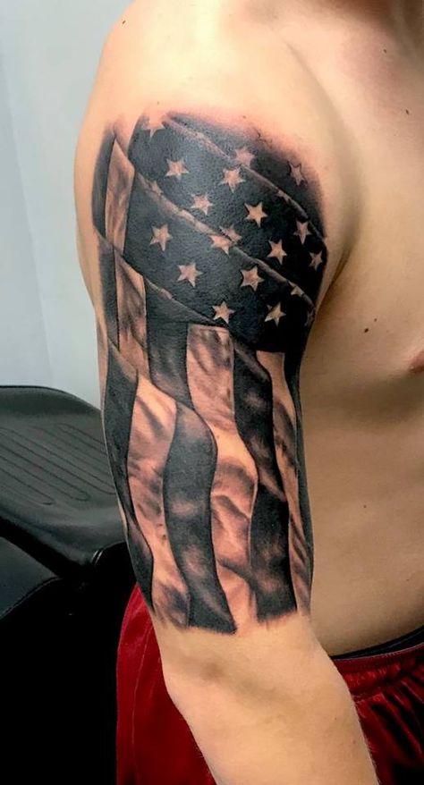 American Flag Tattoos For Guys Shoulder, American Flag Leg Tattoo, Flag Half Sleeve Tattoo, American Flag Shoulder Tattoo, Flag Tattoo Stencil, American Flag Tattoo Stencil, American Flag Outline, American Flag Tattoos For Guys, American Flag Tattoo Design