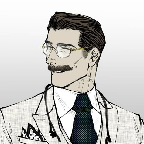 Vampyr Doctor Character Art, Yakuza Character Design, Mustache Styles, Hair Illustration, Man Character, Anatomy Drawing, Japanese Men, Character Design Male, Elder Scrolls