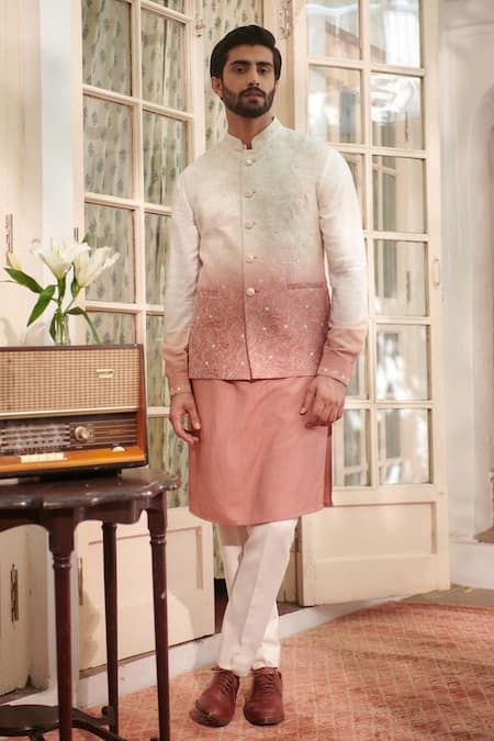 Buy Off White 100% Silk Hand Embroidered Floral Savera Bundi For Men by Philocaly Online at Aza Fashions. Grand Dresses, Wedding Dress For Boys, Mens Indian Wear, Man Wear, Boys Kurta Design, Indian Groom Wear, Kurta Men, Mens Kurta Designs, Boys Kurta