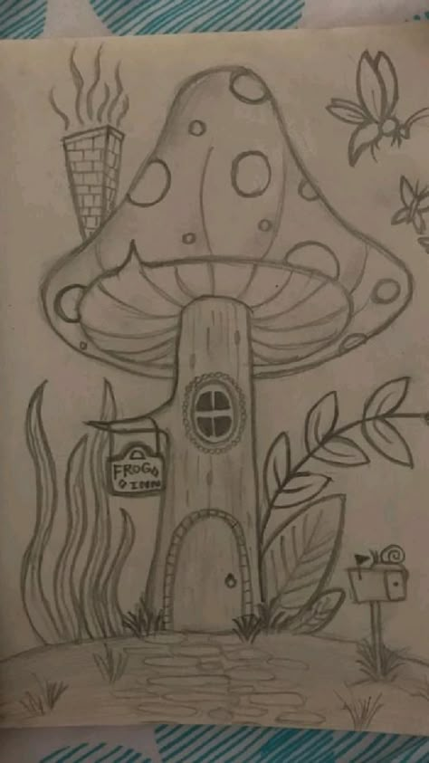 Indie Drawings, Easy Doodle, Meaningful Drawings, Mushroom House, Easy Doodle Art, Easy Doodles Drawings, Easy Drawings Sketches, Doodles Drawings, Mini Drawings