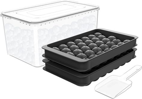 Easy to Release:This ice cube trays are made of hard plastic which makes round ice cube easier to release than silicone ice cube mold. After taking the mold out of the freezer, open the lid and slightly twist the tray to release the ice.
Easy to Use:. Just pour about 300ml of liquid into the tray at one time and close the lip.
Approved Material: Our ice cube trays are crafted with top-notch, food-grade materials, ensuring they are ideal for all your freezing needs! Round Ice Cubes, Sphere Ice, Round Ice, Ice Ball Maker, Freezer Containers, Ice Trays, Black Tray, Ice Ball, Ice Cube Maker