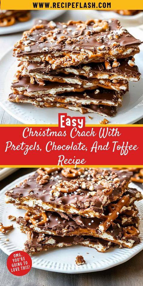 Treat yourself to a deliciously addictive Christmas Crack made with pretzels, decadent chocolate, and luscious toffee. This easy recipe offers a perfect balance of salty and sweet, making it a standout dessert for any celebration. Share it with friends or keep it all to yourself—either way, it’s a holiday winner! Christmas Toffee Pretzels, Toffee With Pretzels, Christmas Crackers Recipe Pretzel Toffee, Easy Toffee Pretzel Bark, Pretzel Christmas Desserts, Toffe With Pretzels, Christmas Pretzel Cracker Toffee, Pretzel Cracker Toffee, Christmas Cookies Made With Pretzels