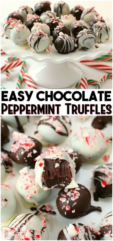 Homemade Dark Chocolate Peppermint Truffles made with just 5 ingredients and SO incredibly delicious! Perfect for Christmas treat plates & holiday gift giving! #truffles #chocolate #peppermint #candy #homemade #dessert #recipe from BUTTER WITH A SIDE OF BREAD Chocolate Peppermint Truffles, Peppermint Recipes Desserts, Truffles Christmas, Peppermint Truffles, Peppermint Dessert, Homemade Dark Chocolate, Peppermint Recipes, Christmas Truffles, Christmas Food Treats