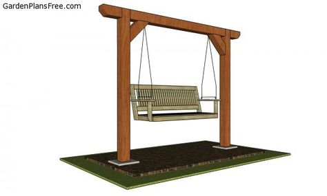 2 Post Swing Set - Free DIY Plans | Free Garden Plans - How to build garden projects Swing Set Plans, Porch Swing Plans, Swing Set Diy, Diy Swing, Diy Porch Swing, Backyard Swings, Pergola Swing, Wooden Swing, Swing Design