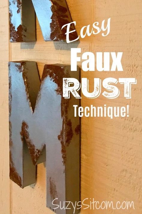 Learn how to create realistic looking DIY rust with this easy faux rust paint technique for your home decor. The simple ingredient is cinnamon! Create beautiful wall art with these fun tips and tricks. It's a great beginner paint finish! #paintfinish #rusticdecor #kenarry #ideasforthehome Faux Rust Paint Diy, Homade Gift, King's Throne, Rise In Love, Faux Tin Tiles, Easiest Burlap, Faux Iron, Crackle Paint, Faux Rust