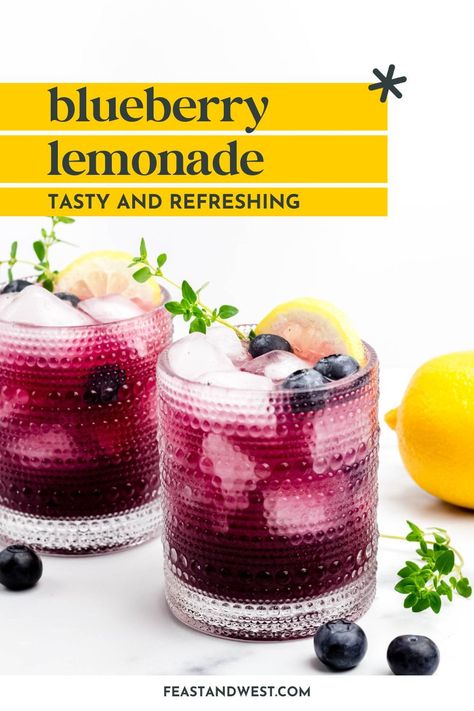 Blueberry lemonade is so easy to make at home. Made with fresh ingredients, it'll be the freshest, sweetest lemonade you've ever had. Limoncello Lemonade, Blue Recipes, Frozen Drinks Alcohol, Lemon Drop Cookies, Blueberry Picking, Blueberry Coffee, Citrus Squeezer, Blueberry Syrup, Make Simple Syrup