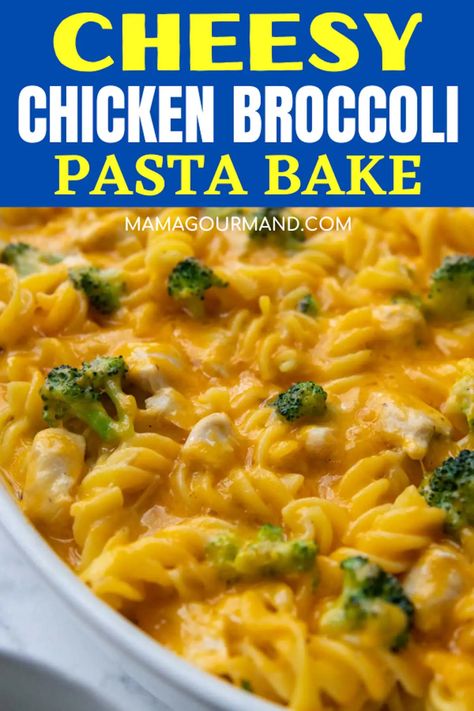 Cheesy Chicken Broccoli Noodle Casserole, Mama Gourmand, Chicken Broccoli Pasta Casserole, Chicken And Broccoli Pasta Bake, Chicken Broccoli Pasta Bake, Cheese And Broccoli Pasta, Mamagourmand Recipes, Dinner Reciepes, Chicken And Broccoli Pasta