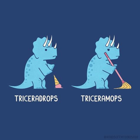 Cartoon Triceratops, Dinosaur Comic, Cute Triceratops, Dinosaur Puns, Dinosaur Cartoon, Visual Puns, Funny Dinosaur, All Dinosaurs, I Love Drawing