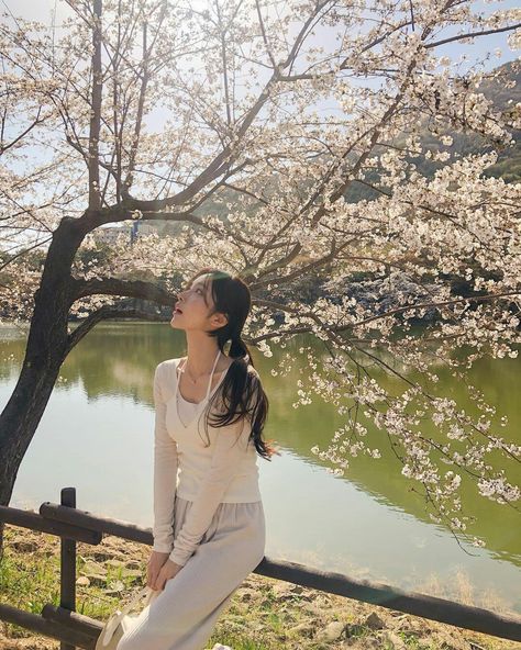 Blossom Photoshoot Ideas, Cherry Blossom Photoshoot, Blossom Photoshoot, Cartoon Profile Pictures, Flowers For You, Ideas For Instagram Photos, Korean Outfits, Dream Clothes, Photoshoot Ideas