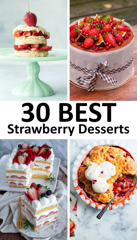 This collection of easy Strawberry Desserts includes plenty of sweet treats to make with your favorite fruit! Best Strawberry Desserts, Roasted Strawberry Cheesecake, Strawberry Shortcake Popsicles, Sweet Treats To Make, Strawberry Jello Cake, Strawberry Truffle, Easy Strawberry Desserts, Sundae Cupcakes, Strawberry Cake Easy