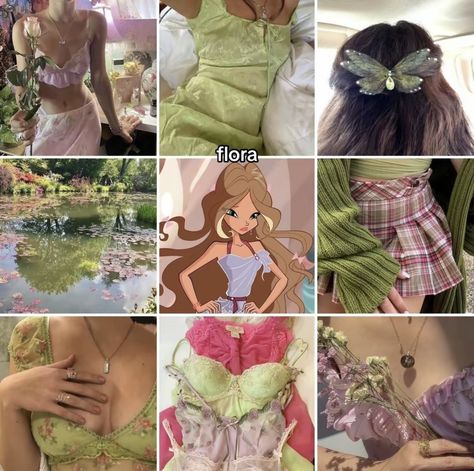 Flora Hairstyle, Flora Inspired Outfits, Winx Club Aesthetic Outfits, Flora Winx Club Outfit, Flora Outfits, Winx Outfits, Princesa Disney, Old Disney, Disney Aesthetic